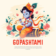 Happy Gopashtami and Gopal Ashtami Celebration Festival social media post banner template