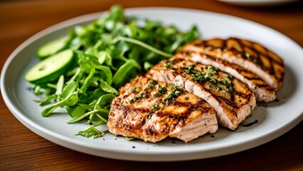  Delicious grilled chicken with a fresh salad ready to be enjoyed