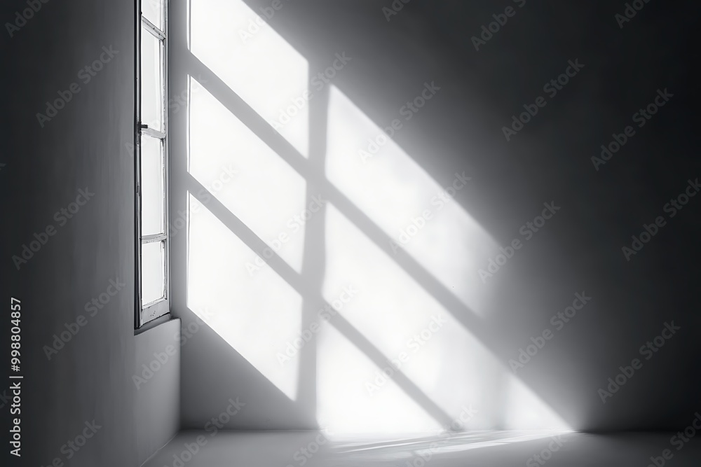 Poster monochrome background of light and shadow shining through the window, generative ai