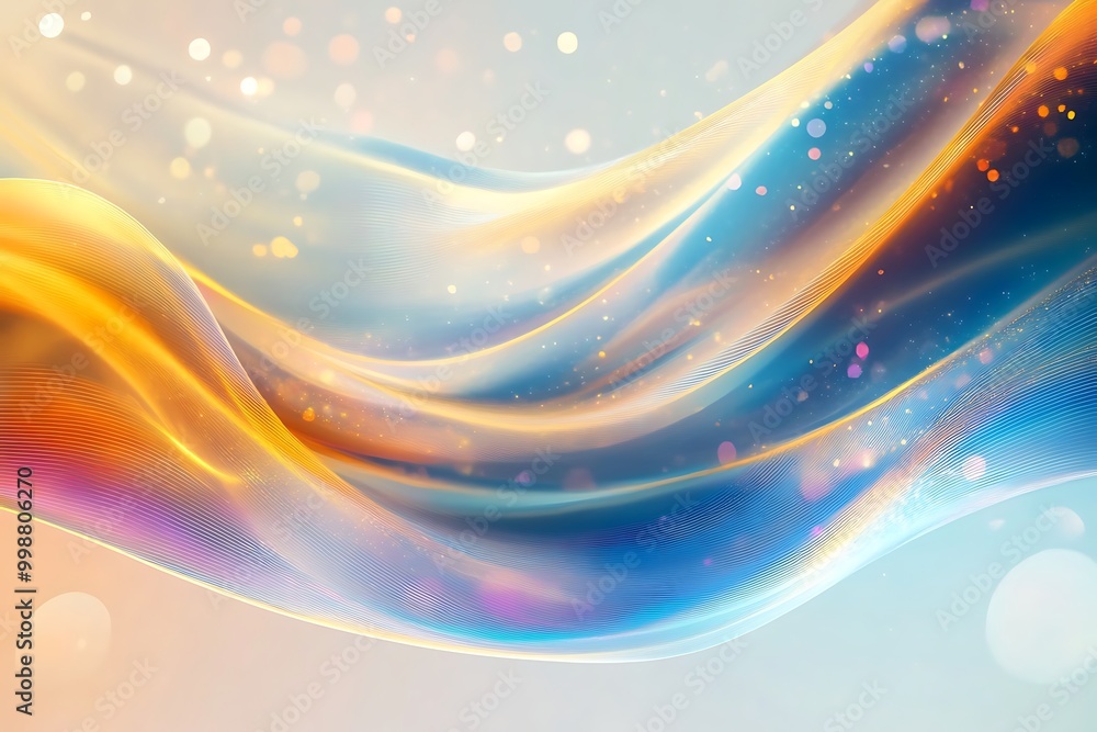 Poster sparkling abstract harmony of wavy lines abstract background, generative ai