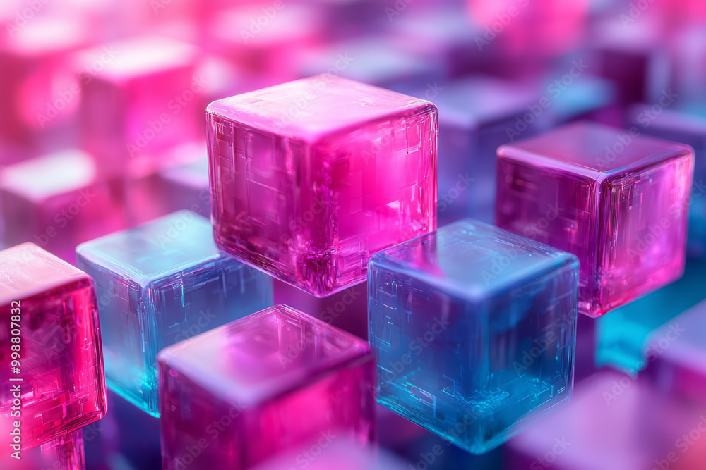 Poster floating cubes creating an abstract 3d structure,