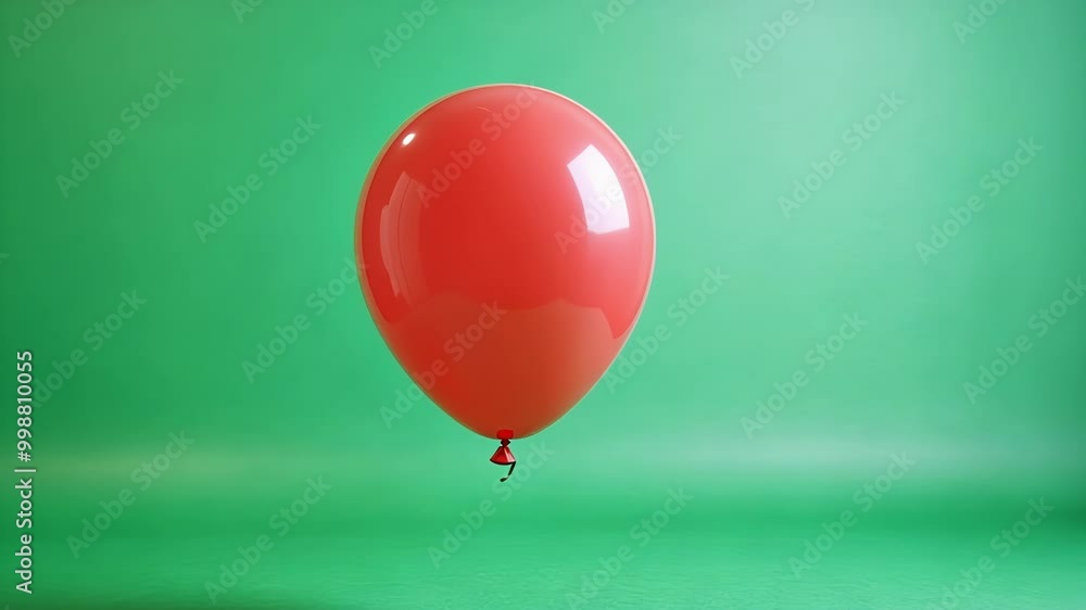 Poster red balloon floats against a green screen, perfect for your creative project. add joy with this fest