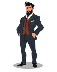 Obraz premium A Handsome stylish businessman cartoon character design