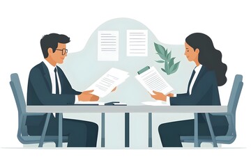 Formal Business Negotiation and Agreement Signing Between Professionals in Corporate Office Setting