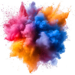 Colorful Paint Explosion with Bright Splashes on Transparent Background in High Resolution, Vector Art