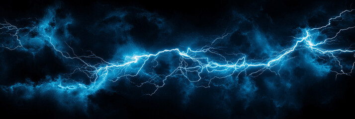 Blue Lightning on a Black Background