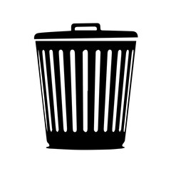Container trash black bin isolated on white background