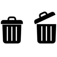 Container trash black bin isolated on white background