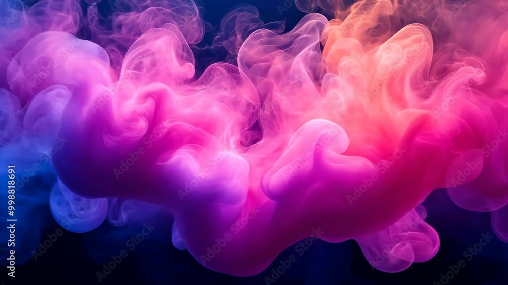 Poster witness the enchanting display of colorful smoke swirling in captivating patterns against a dark bac