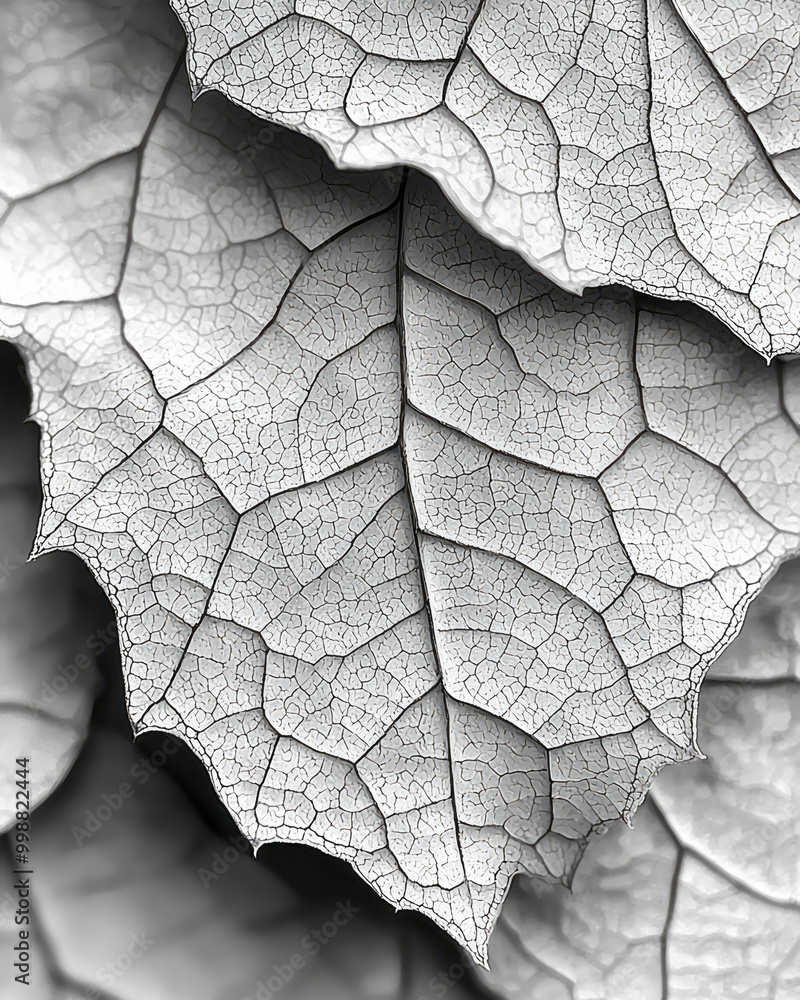 Poster close-up of a leaf vein structure in high resolution,