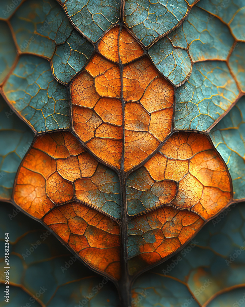 Poster close-up of a leaf vein structure in high resolution,