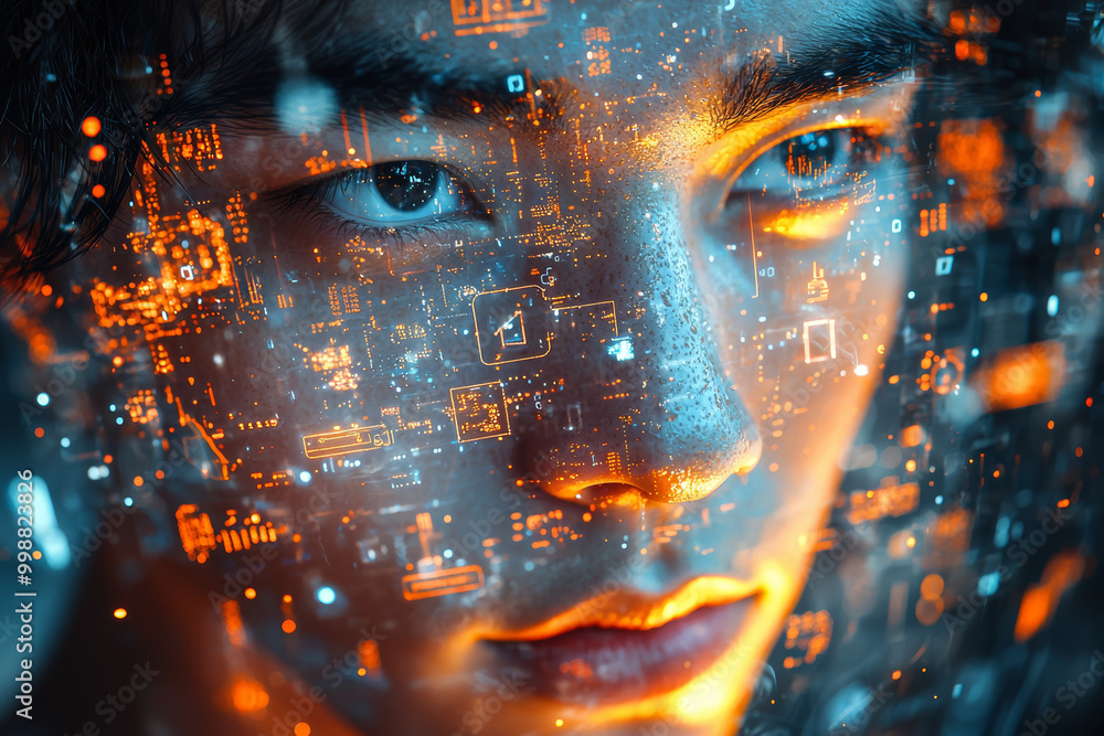 Poster a businessman trapped inside a never-ending zoom call, surrounded by floating screens filled with fr