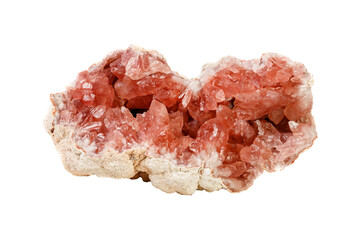 Pink Amethyst mineral stoneon a white background close up
