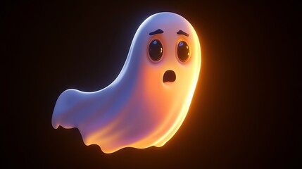 Animated flying specter featuring an emotional and surprised look, ideal for Halloween design elements and festive imagery.