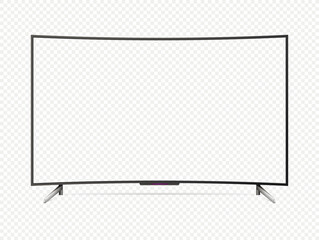 Curved transparent screen lcd tv isolated on transparent background