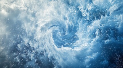 A swirling vortex of white and blue, snowflakes cascading down a canvas, capturing the ethereal beauty of a winter blizzard.