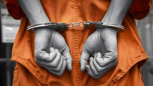 Close up photo of hands were handcuffed