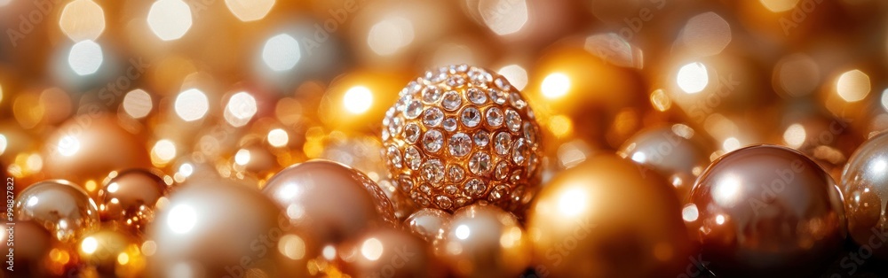 Poster An array of shimmering pearls and golden accents creates a captivating visual experience