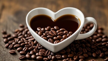 Fototapeta premium A heart of coffee a cup of love