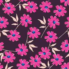 seamless pattern with pink narcissus, floral background, daffodil contour pattern