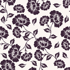 White background vector seamless pattern with delicate flowers for textile and fabric print and other uses.