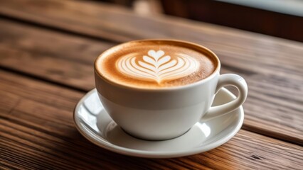 Fototapeta premium Espresso with latte art ready to enjoy