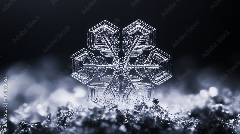 Aufkleber symmetrical snowflake design with hexagonal shapes, detailed and precise