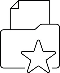 Favourite folder line simple icon. Folder with star. Editable Stroke. Vector illustration