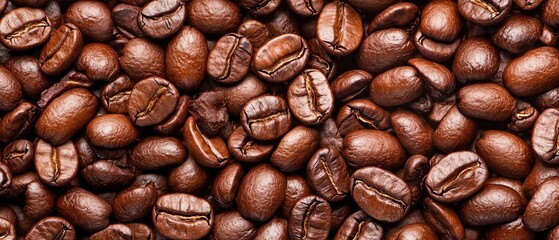 Fototapeta premium A stack of coffee beans atop one another, with an additional pile beneath