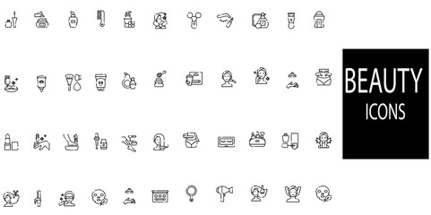 Beauty icons set.Vector illustration.