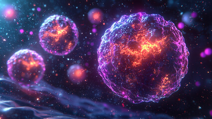 Fototapeta premium Effector memory T cells - space, galaxy, stars, nebula, cosmic, universe, astronomy, planets, glowing, light, colorful, energy, science, astrophysics, cosmos, celestial