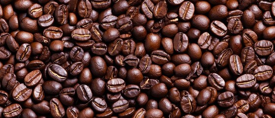 Fototapeta premium A close-up view displays a mound of coffee beans atop the pile