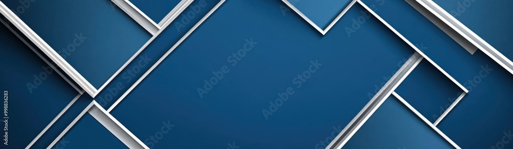 Poster blue background with a silver geometric frame for text and decoration, a blue background design temp