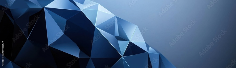 Poster blue background with a silver geometric frame, dark blue gradient background presentation design wit