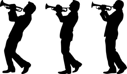 silhouette of a man playing the trumpet,Silhouette of a trumpet player © LetsGoVector