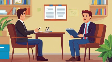 Fototapeta premium employer man interview with person, hr manager