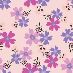 seamless pattern with pink narcissus, floral background, daffodil contour pattern