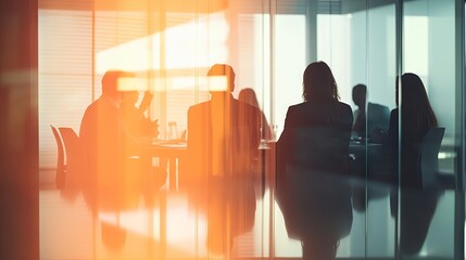 Corporate meeting in a conference room, businesspeople discussing strategy, teamwork and collaboration.