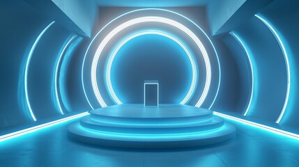 Fototapeta premium Sci-Fi Abstract Minimalistic Flat Podium.
