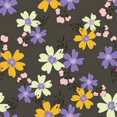Abstract Digital Hand Drawn Seamless floral pattern background. ready for print digital flower textile allover design