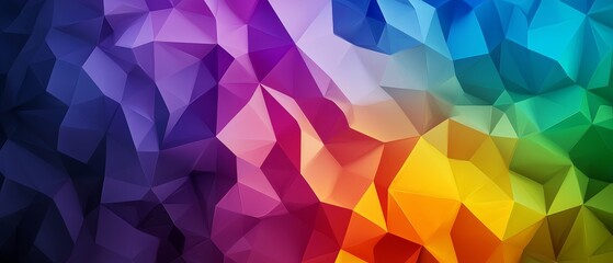 Obraz premium A multicolored abstract backdrop featuring overlapping polygonal forms and diverging lines, differing in size and hue