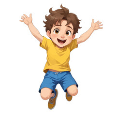 happy little boy jumping