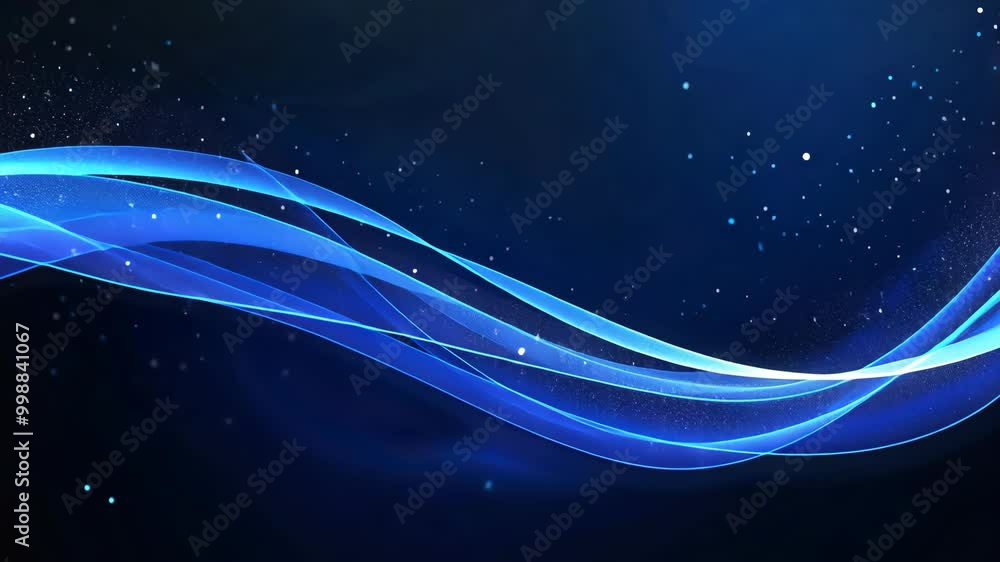 Poster relax and enjoy the mesmerizing display of glowing waves and twinkling particles in a calming dark b