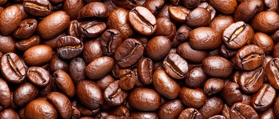 Obraz premium Brown coffee beans stacked in a pile