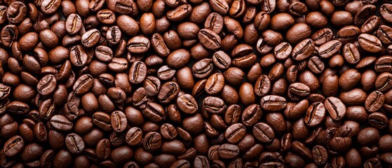 Fototapeta premium A large pile of coffee beans stacked upon one another