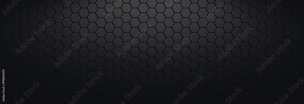 Aufkleber Black background of hexagonal mosaic. Color background in high tech trendy cyber style with shadows and lighting