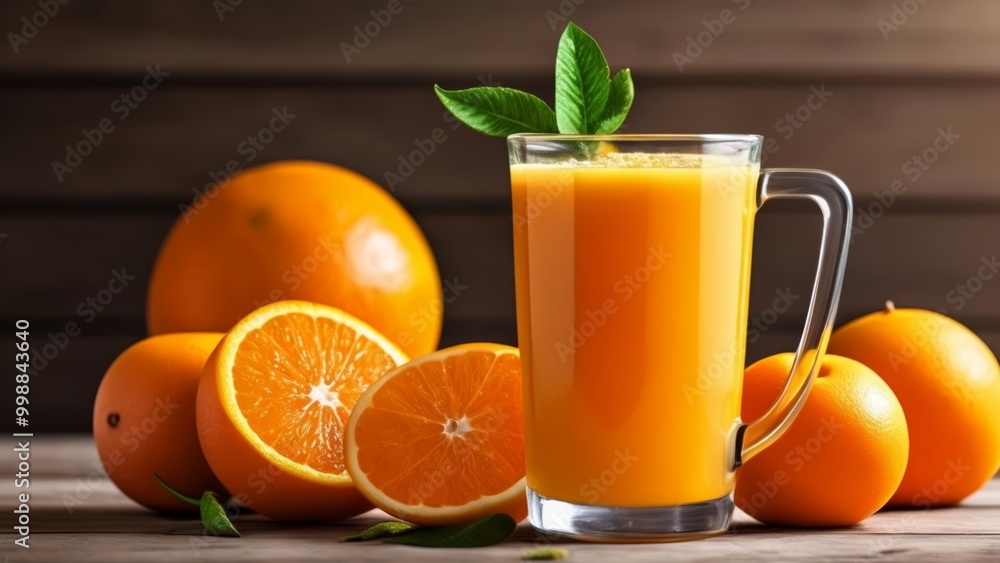 Poster  Freshly squeezed orange juice a healthy and refreshing start to the day