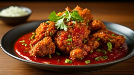  Deliciously spiced meatballs in a rich tomato sauce ready to be savored