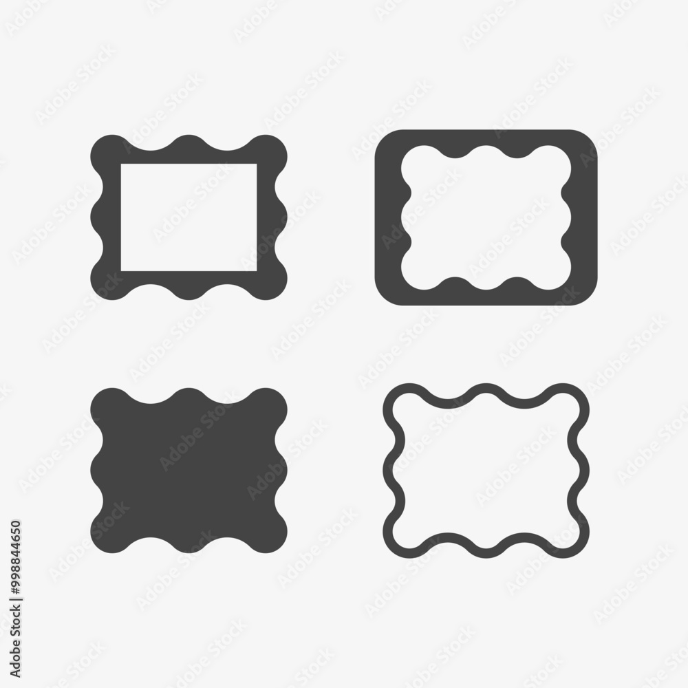 Poster scallop rectangle frames for text and image. empty box border