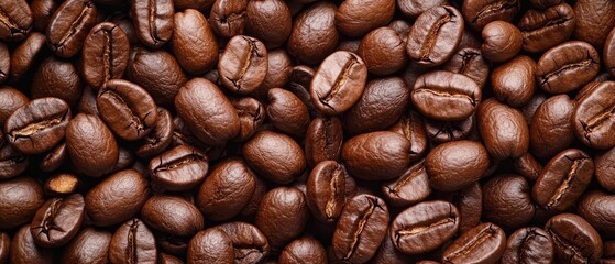 Fototapeta premium Close-up view of a browning coffee bean pile